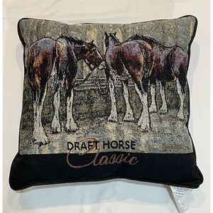 Tapestry 16" Throw Pillow DRAFT HORSES